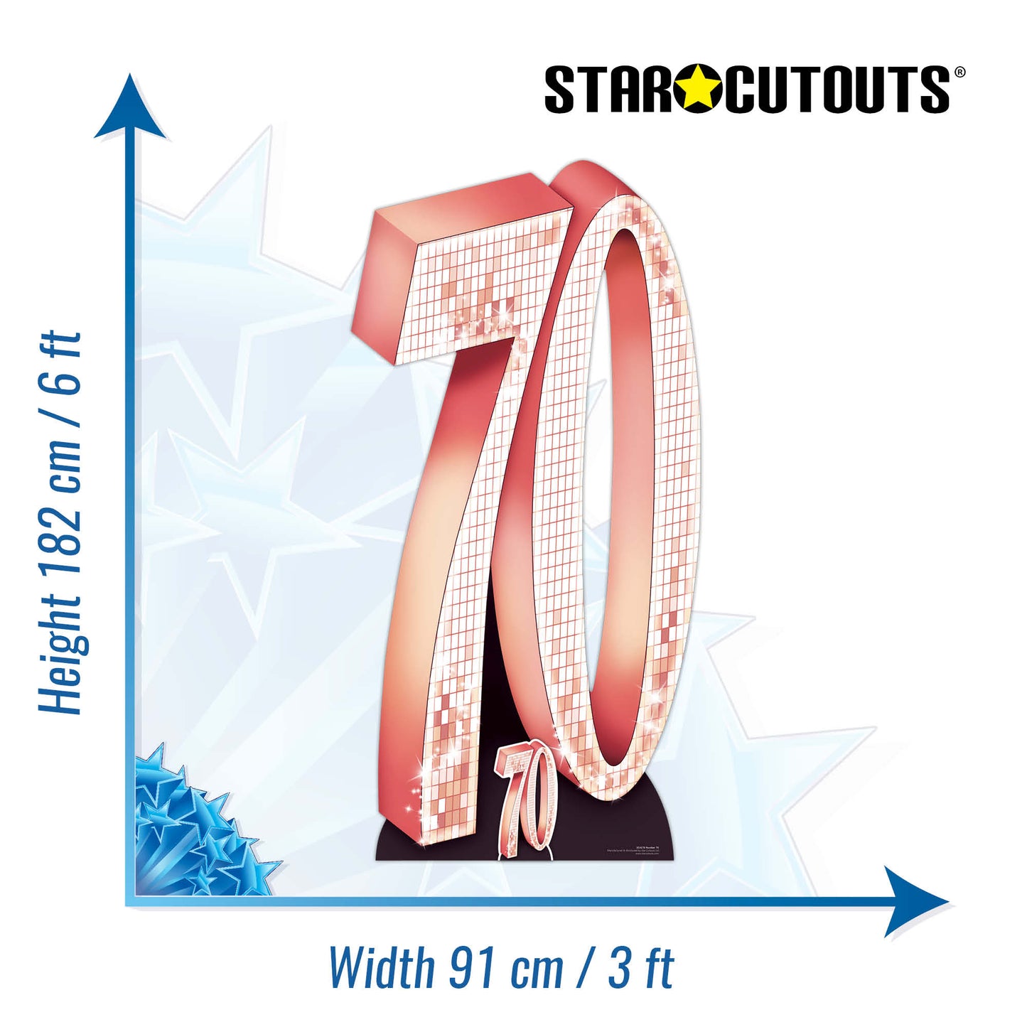 SC4176 Rose Gold Number 70 Seventy Cardboard Cut Out Height 182cm