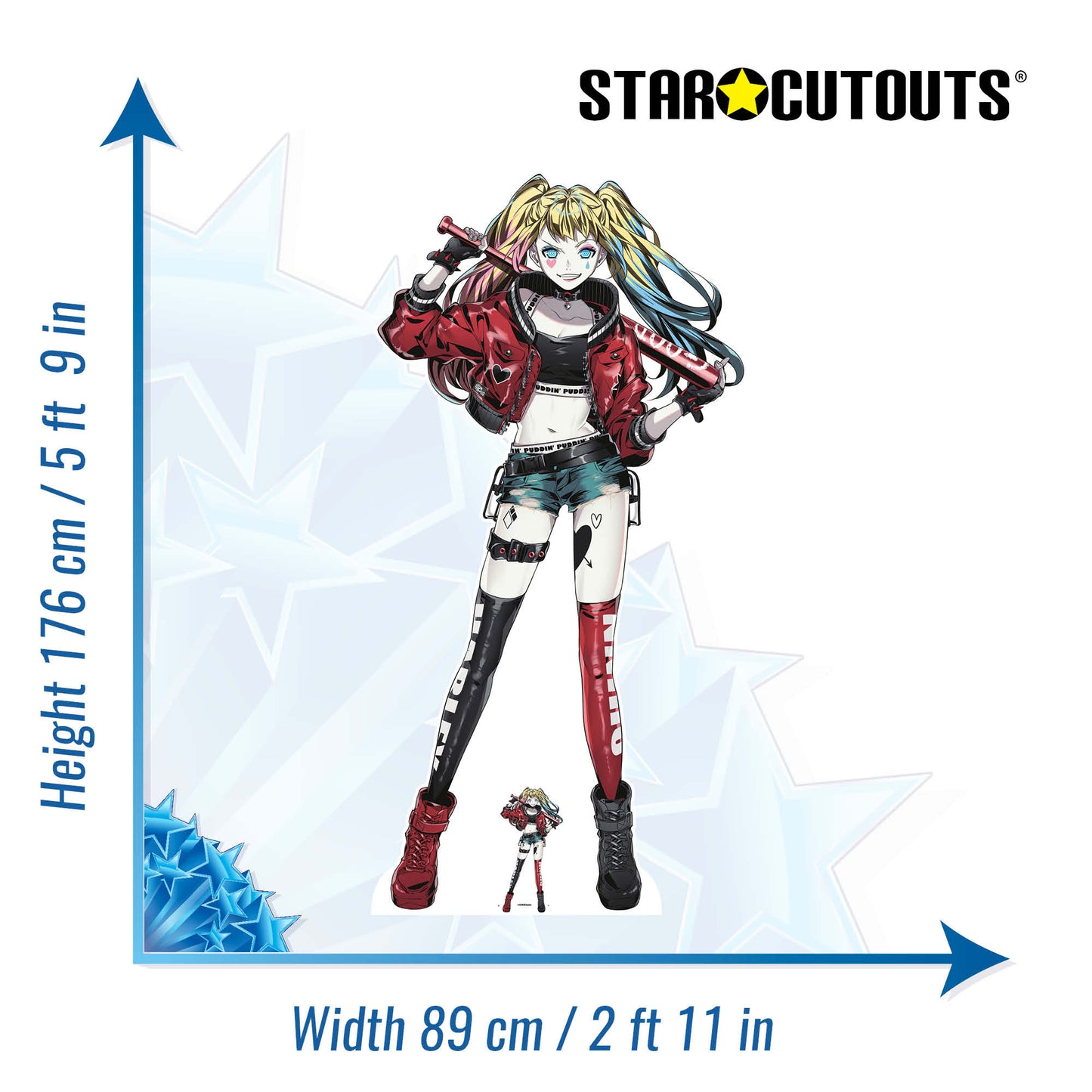 SC4256 Harley Quinn Anime Style Cardboard Cut Out Height 176cm