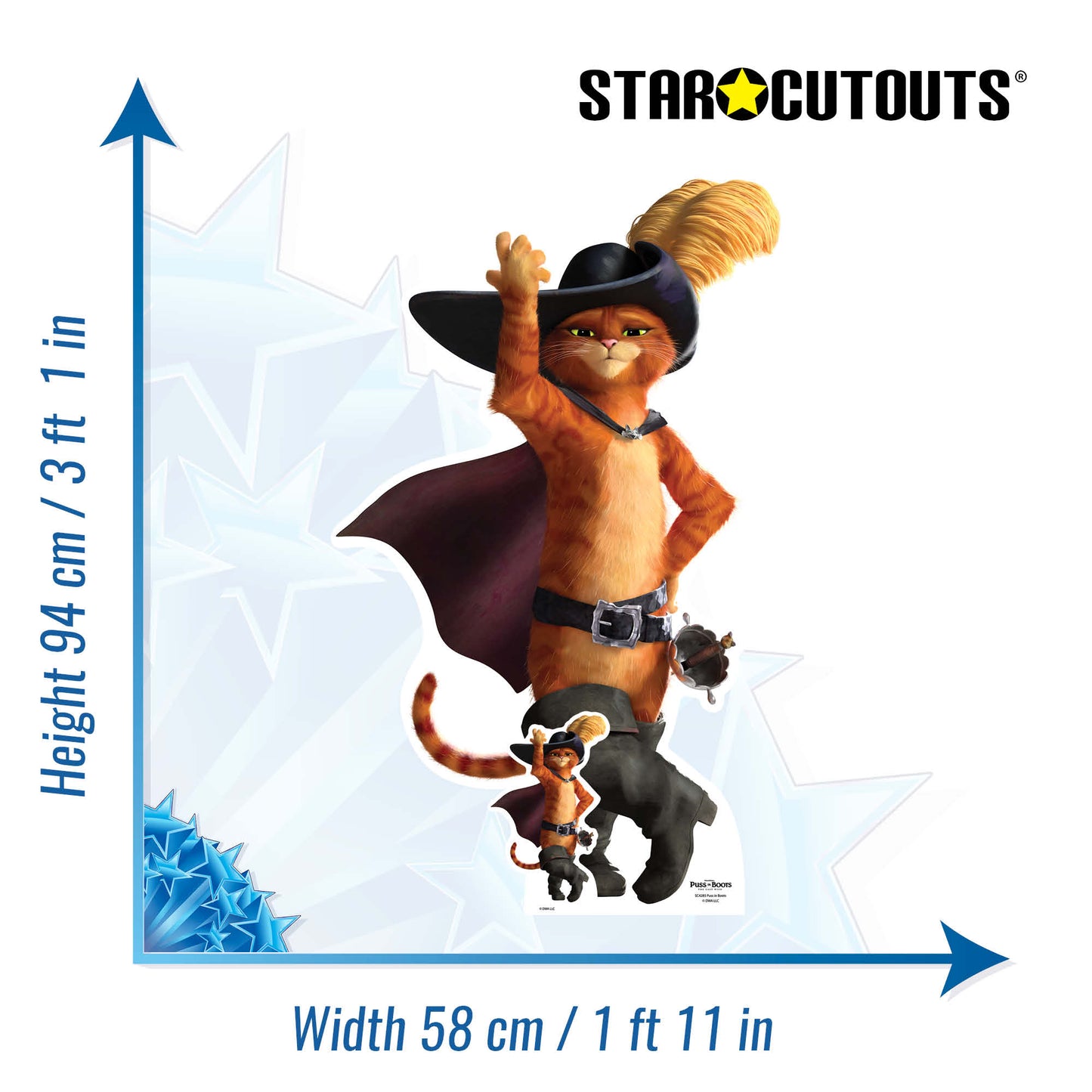 SC4285 Puss In Boots pose Ole Star Mini Cardboard Cut Out Height 94cm