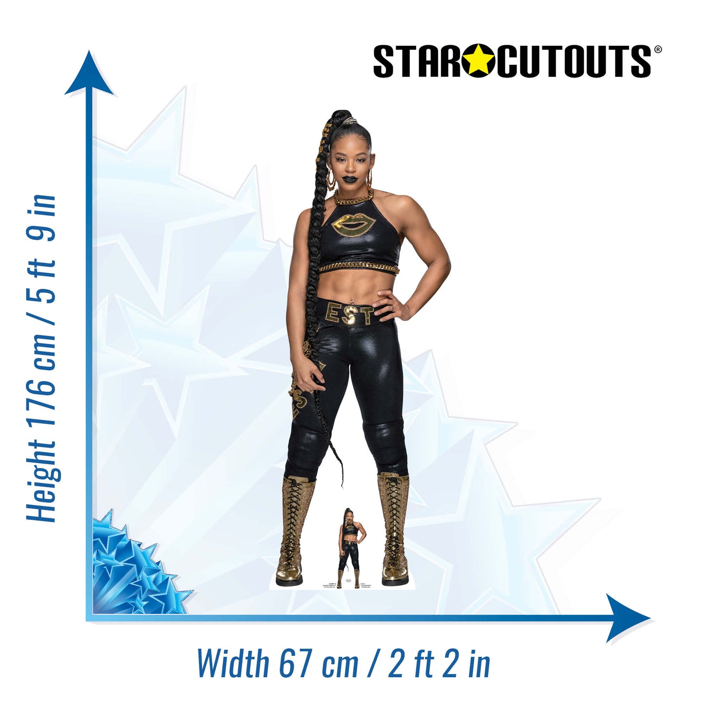 SC4313 Bianca Belair Black Outfit EST WWE Cardboard Cut Out Height 176cm
