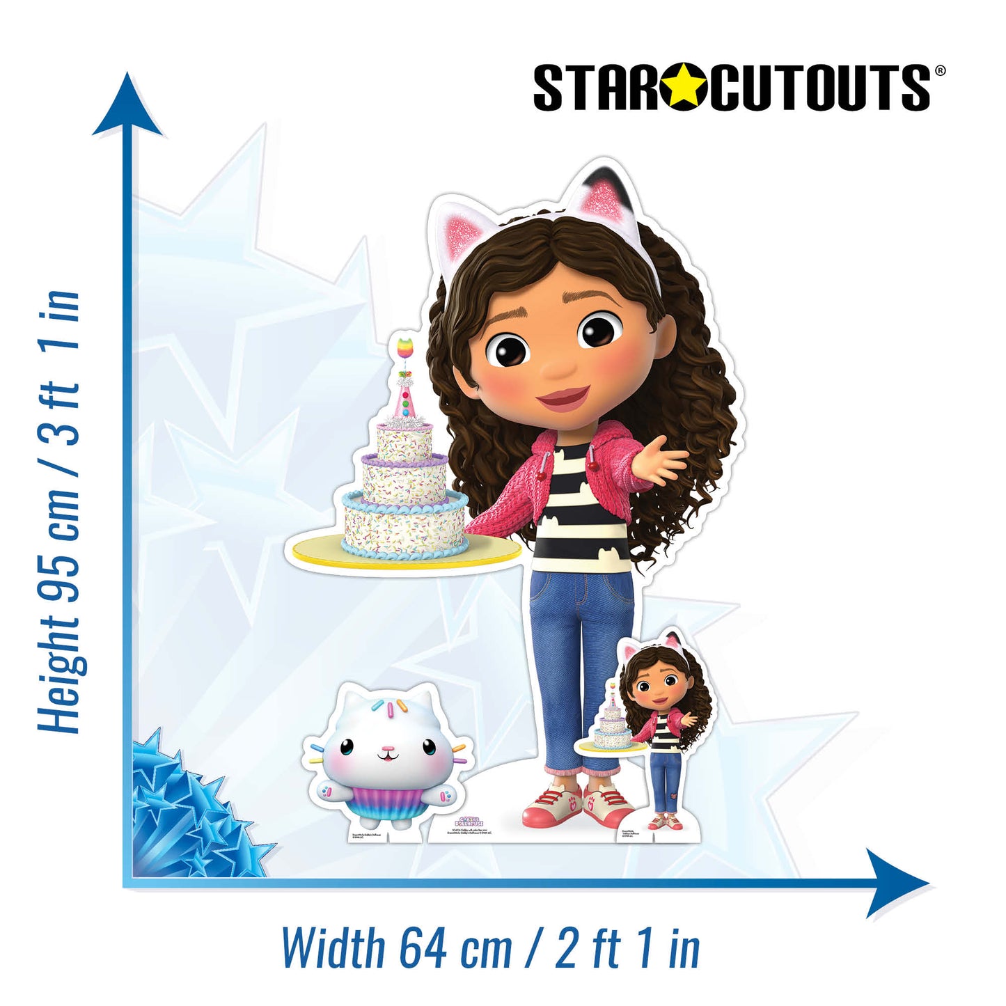 SC4316 Gabby with Cake Gabby's Dollhouse Star Mini Cardboard Cut Out Height 95cm