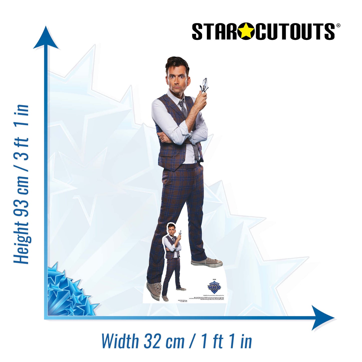 SC4433 14th Doctor Who Waistcoat Star Mini David Tennant Cardboard Cut Out Height 93cm