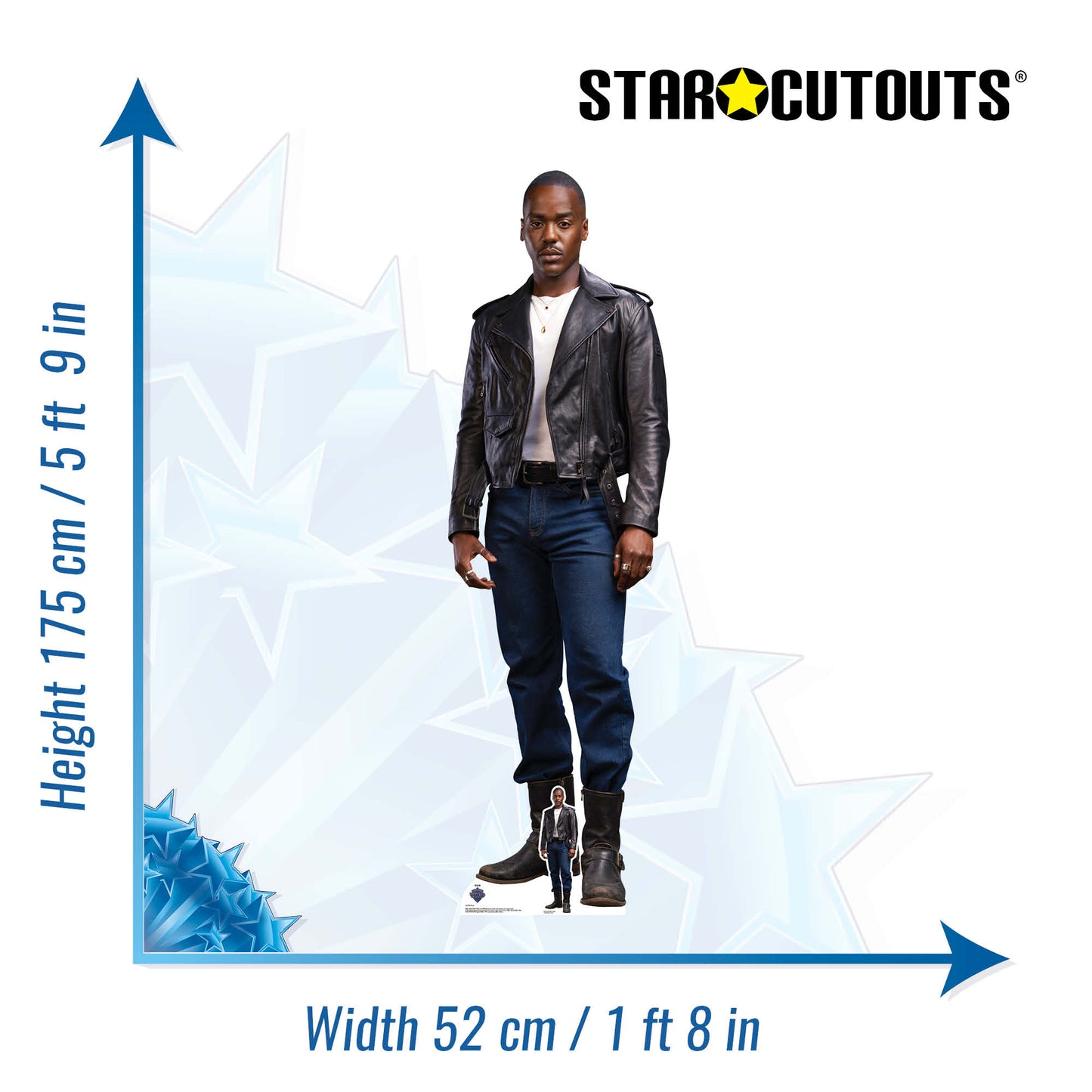 SC4490 Fifteenth Doctor Ncuti Gatwa Doctor Who Black Leather Jacket Cardboard Cut Out Height 175.00cm