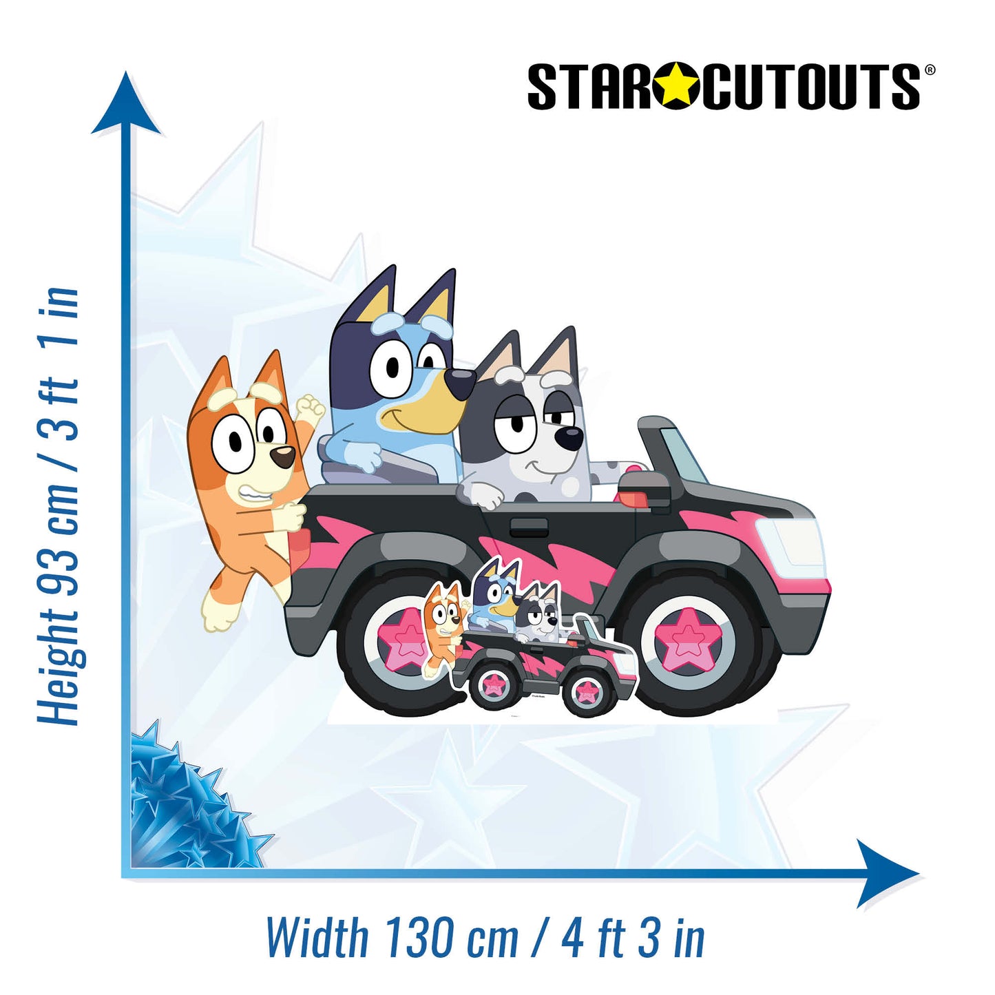 SC4533 Bluey Bingo and Muffin Driving Cardboard Cut Out Height 93cm