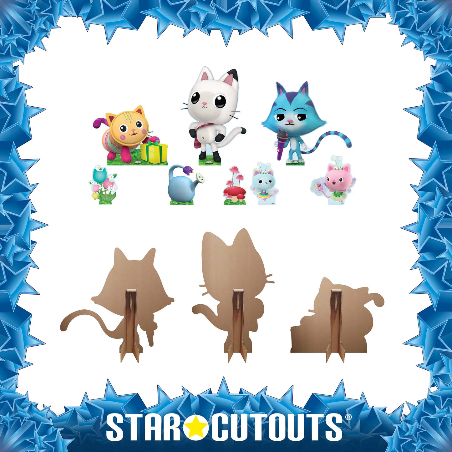 SC4564 Pandy Paws, CatRat, Pillow Cat Cardboard Cutout Decoration Multi Pack - Gabbys Dolhouse Height 56cm
