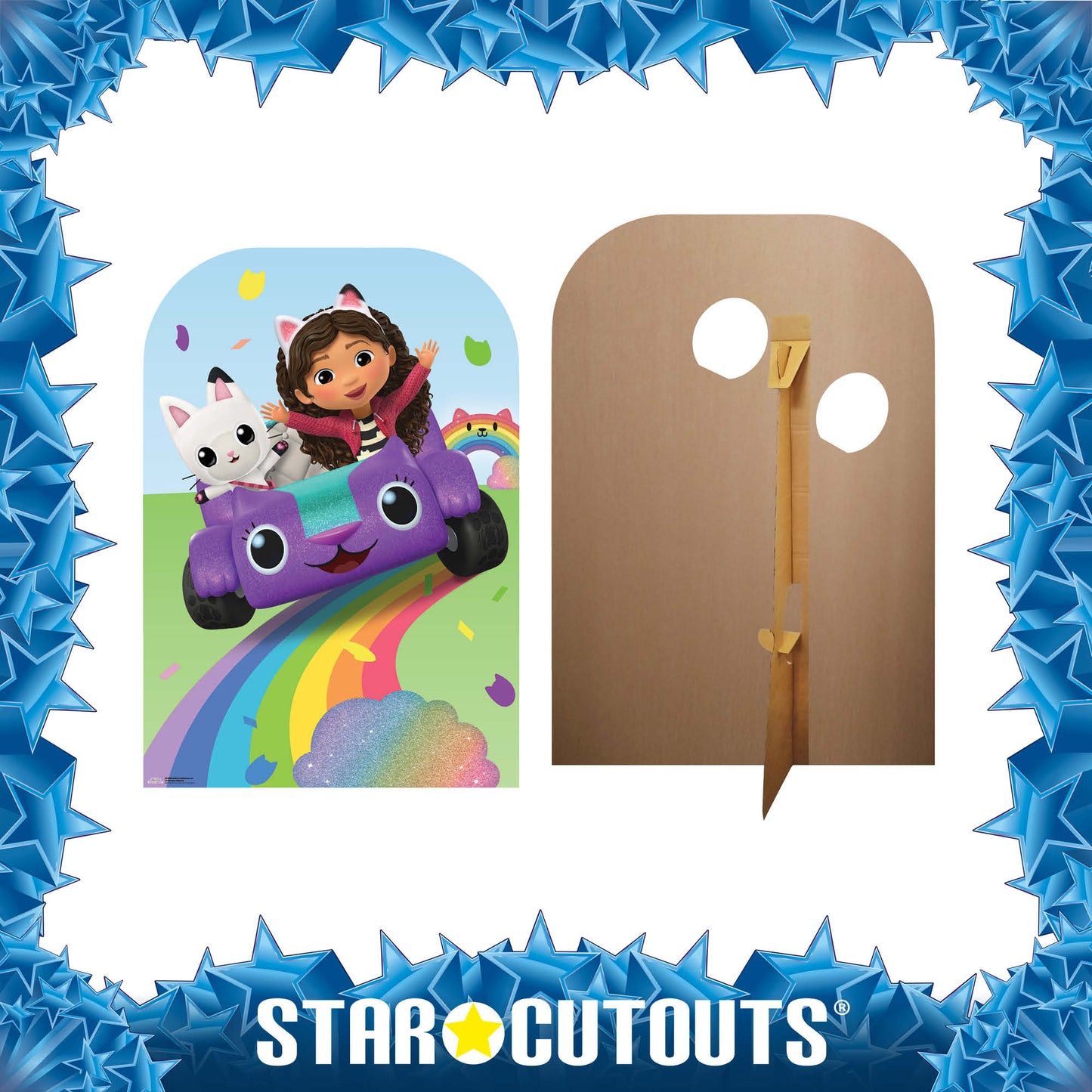 SC4566 Gabbys Dollhouse Carlita, Pandy Paws Driving on Rainbow Stand-In Cardboard Cut Out Height 131cm