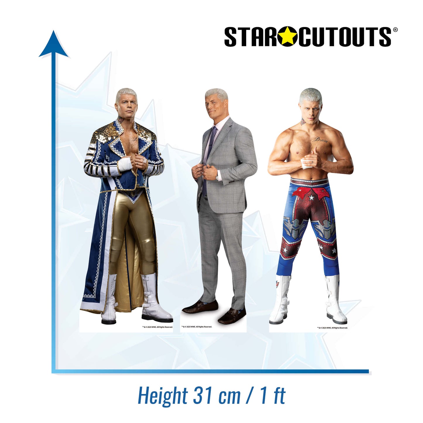 SC4578 Cody Rhodes Three Shelf Top Cardboard Cutouts Height 31cm