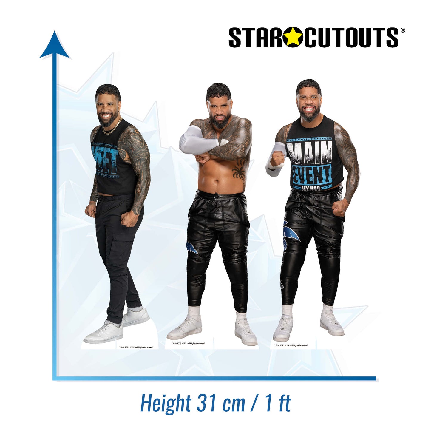 SC4584 WWE Jey Uso Three Shelf Top Cardboard Cut Outs Height 31cm