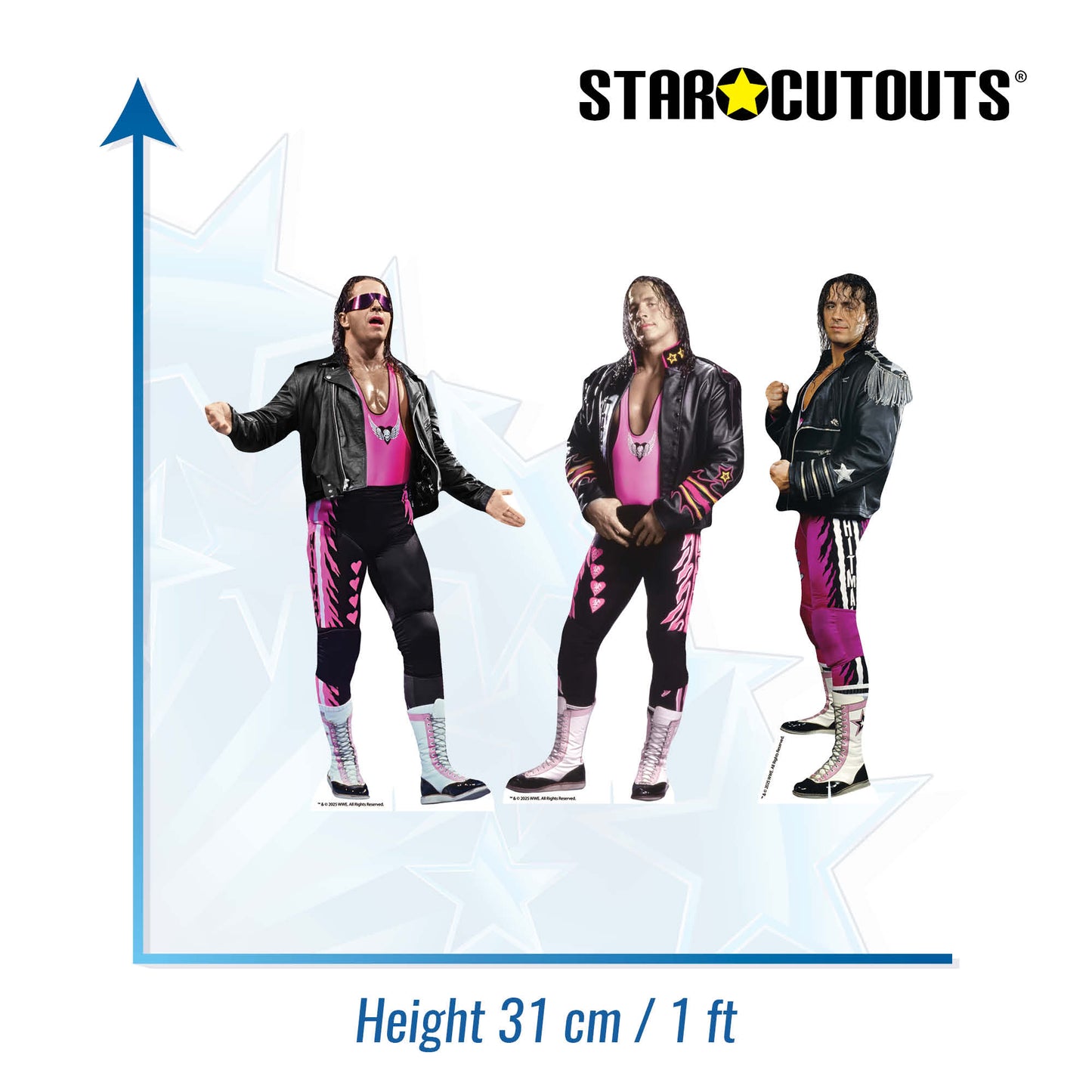 SC4586 WWE Bret Hart Three Shelf Top Cardboard Cut Outs Height 31cm