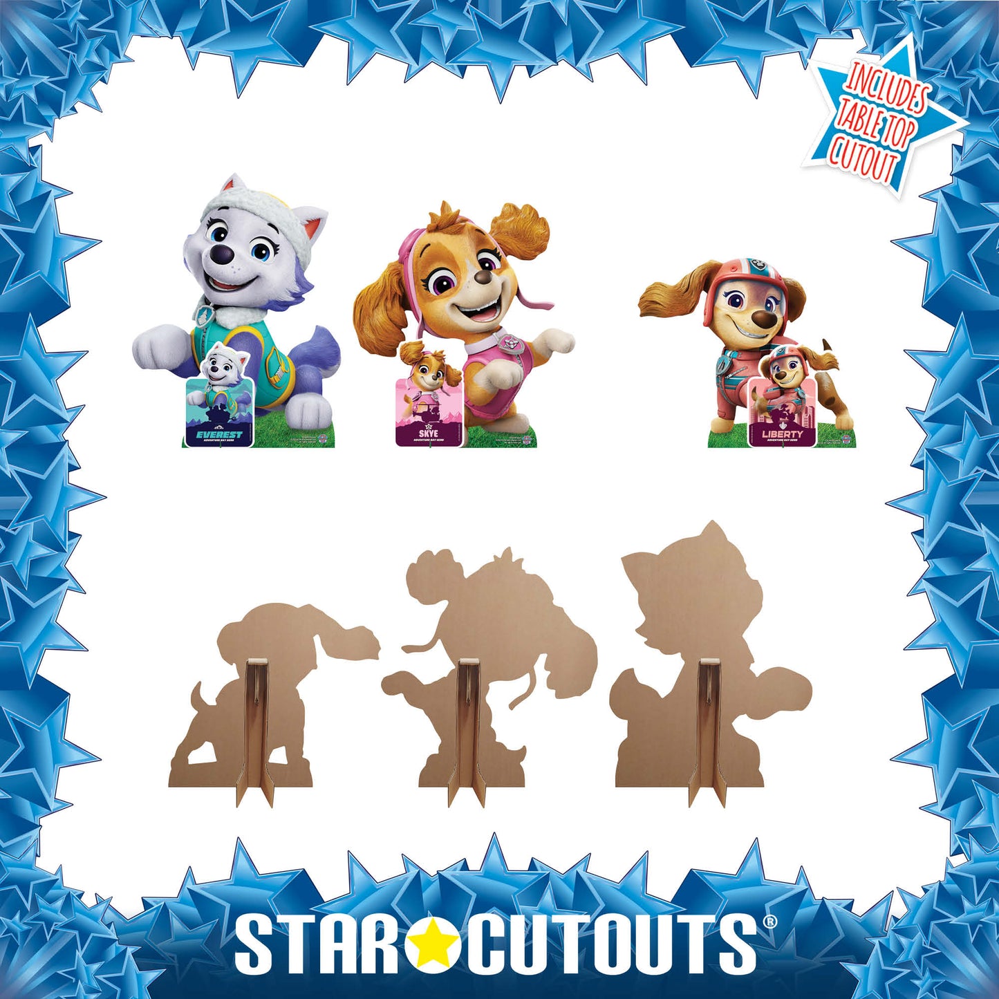 SC4600 Skye, Liberty and Everest Paw Patrol Multi-Pack Cardboard Cut Outs Height 66cm
