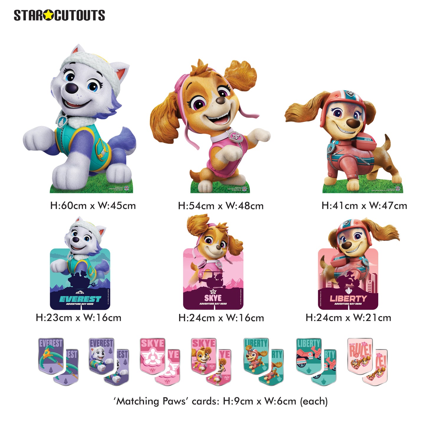 SC4600 Skye, Liberty and Everest Paw Patrol Multi-Pack Cardboard Cut Outs Height 66cm