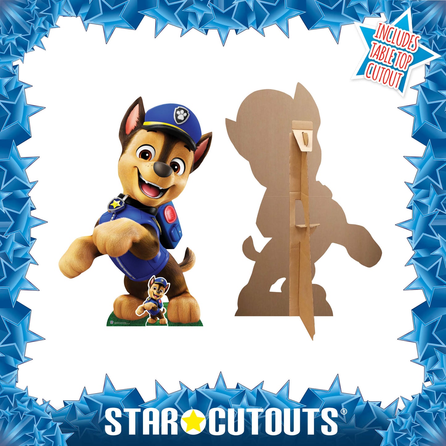 Chase Paw Patrol Cardboard Cutout Party Decoration ront and Back of cutout