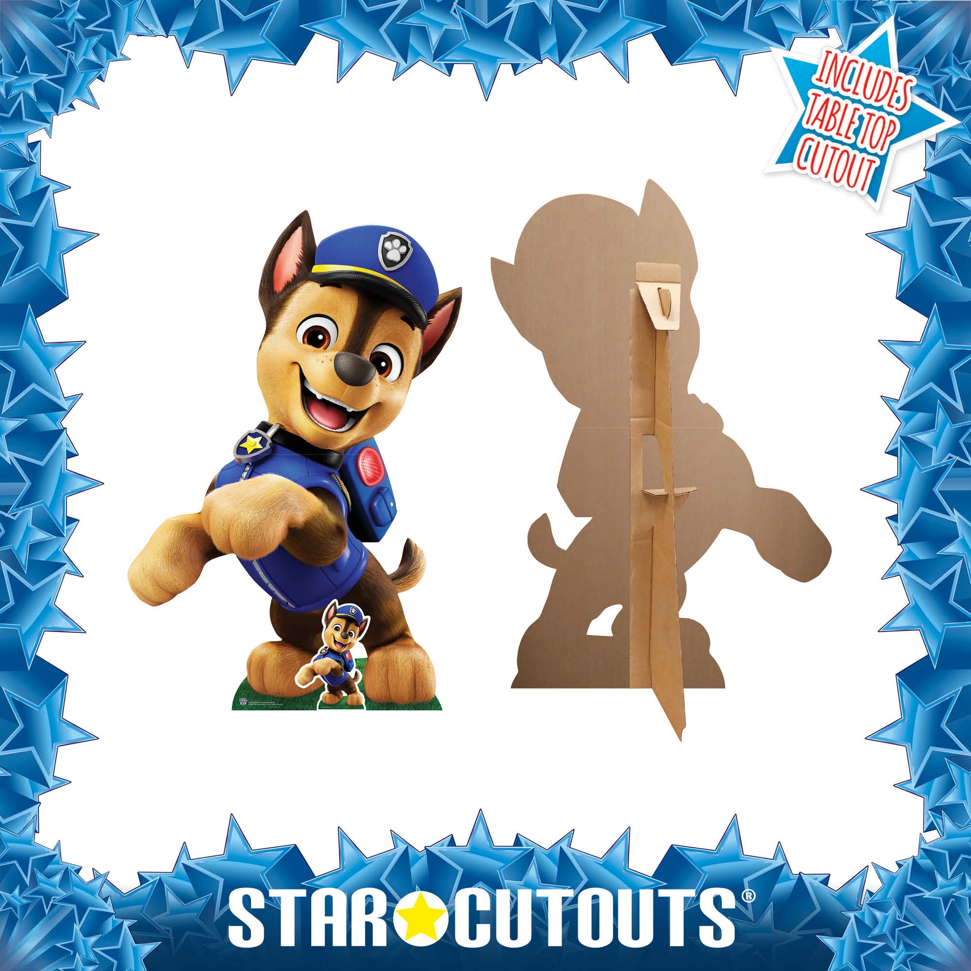 Chase Paw Patrol Cardboard Cutout Party Decoration ront and Back of cutout