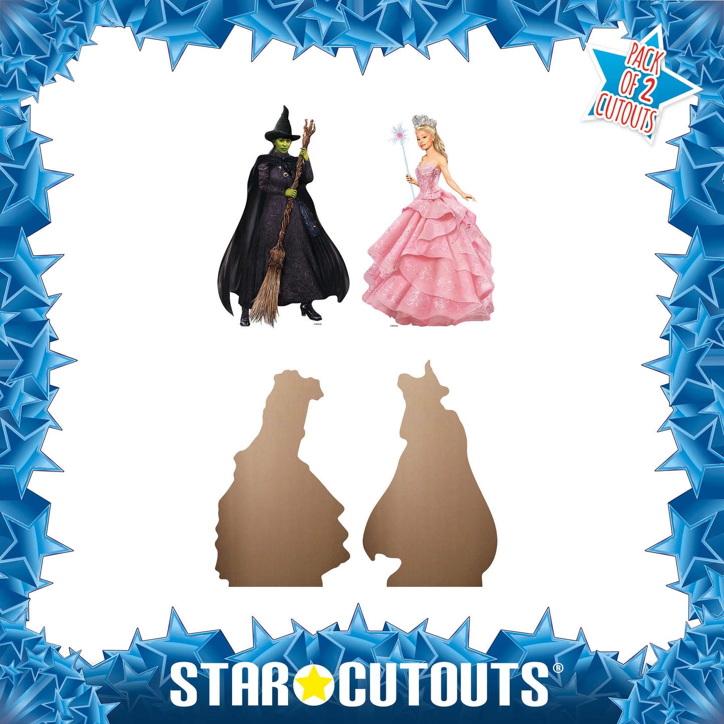 SC4642 Wicked Glinda and Elphaba Shelf Top Pack Two Cardboard Cut Outs Height 31cm