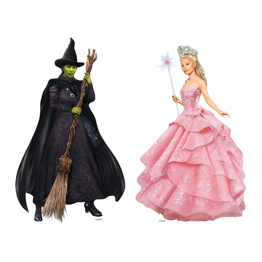 SC4642  Wicked Glinda and Elphaba Shelf Top Pack Two Cardboard Cut Outs Height 31cm