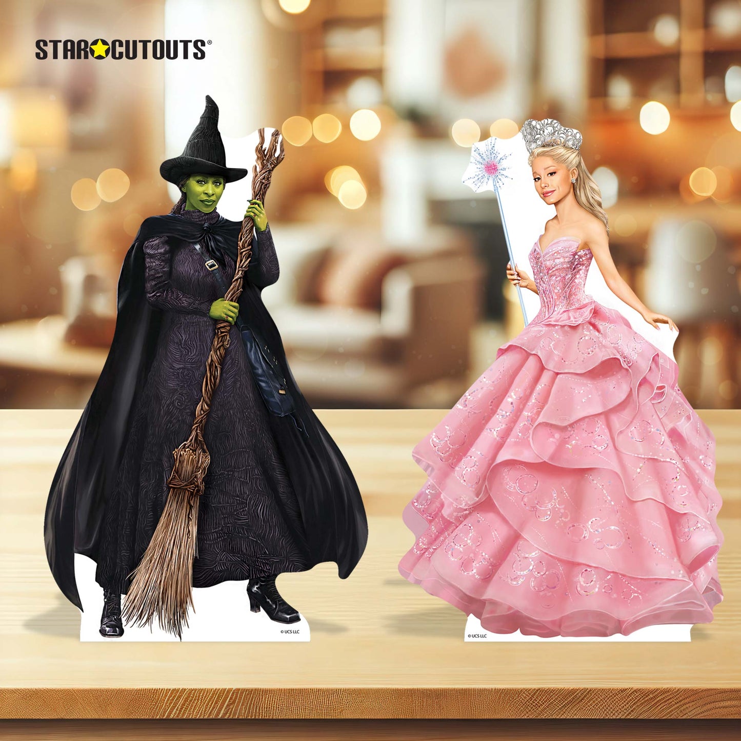SC4642 Wicked Glinda and Elphaba Shelf Top Pack Two Cardboard Cut Outs Height 31cm