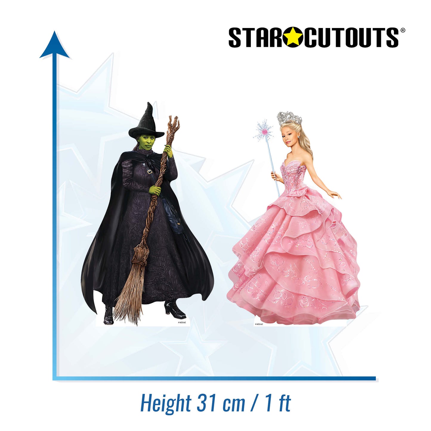 SC4642 Wicked Glinda and Elphaba Shelf Top Pack Two Cardboard Cut Outs Height 31cm