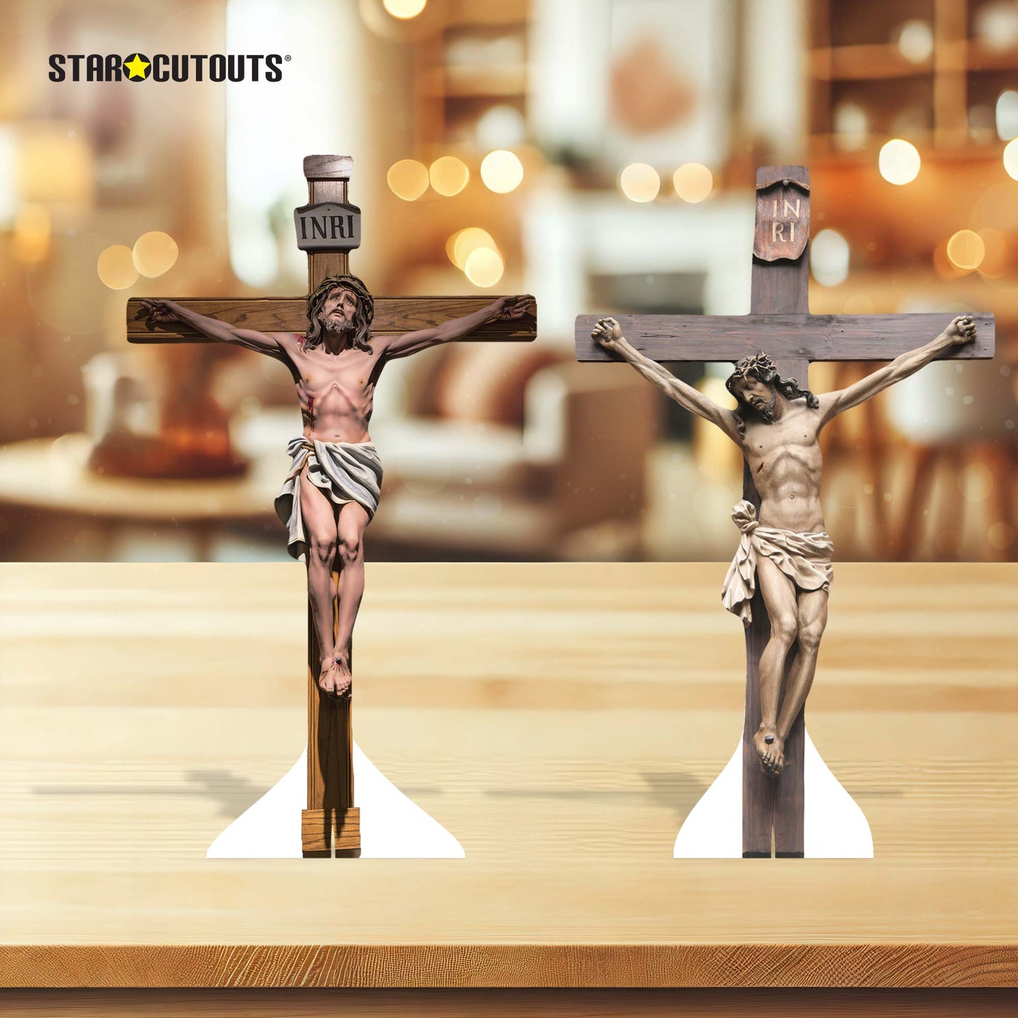 SC4688 Jesus Christ Crucifix Shelf Top Cutout Double Pack Cardboard Cut Out Height 30cm