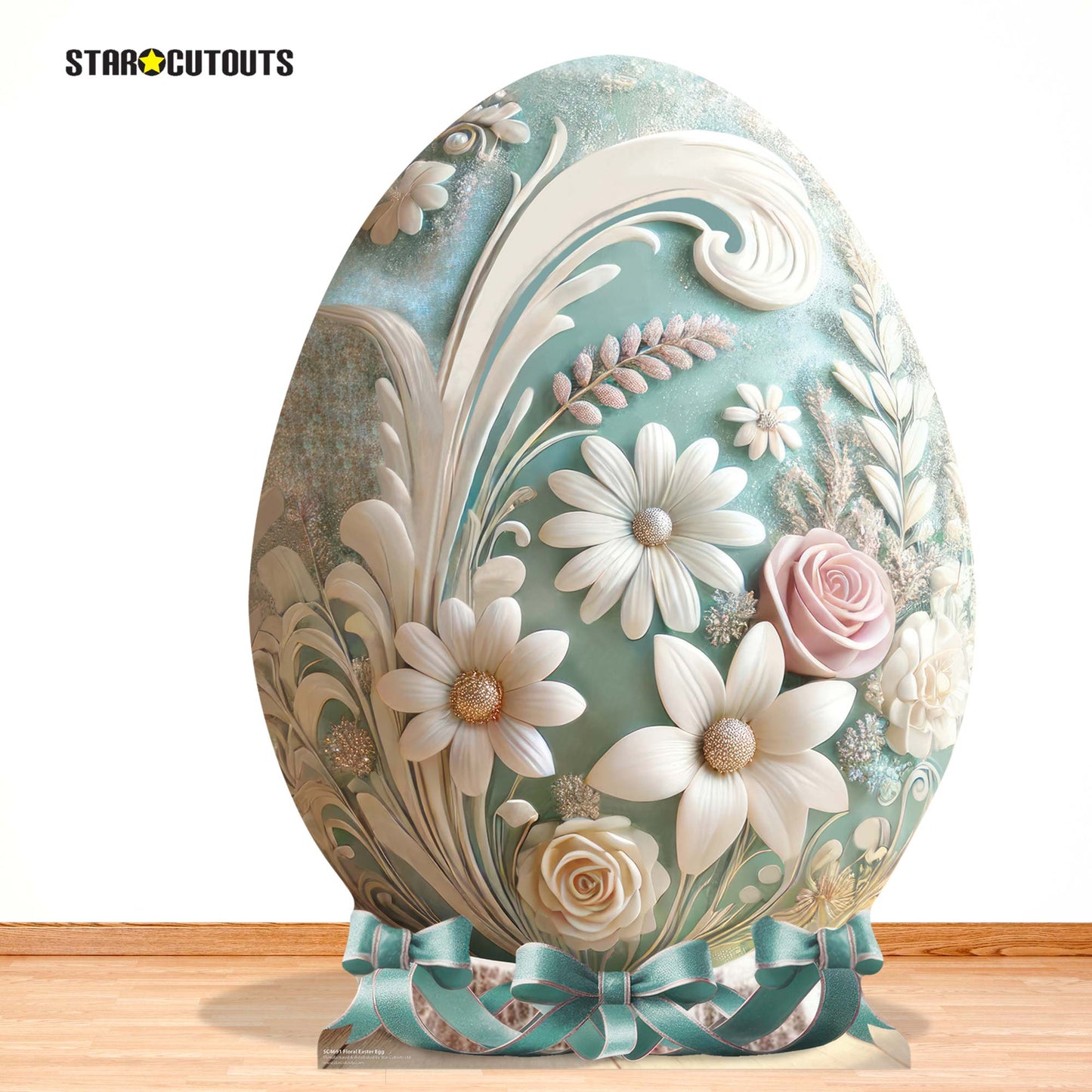 SC4691 Floral Easter Egg  Cardboard Cut Out Height 128cm
