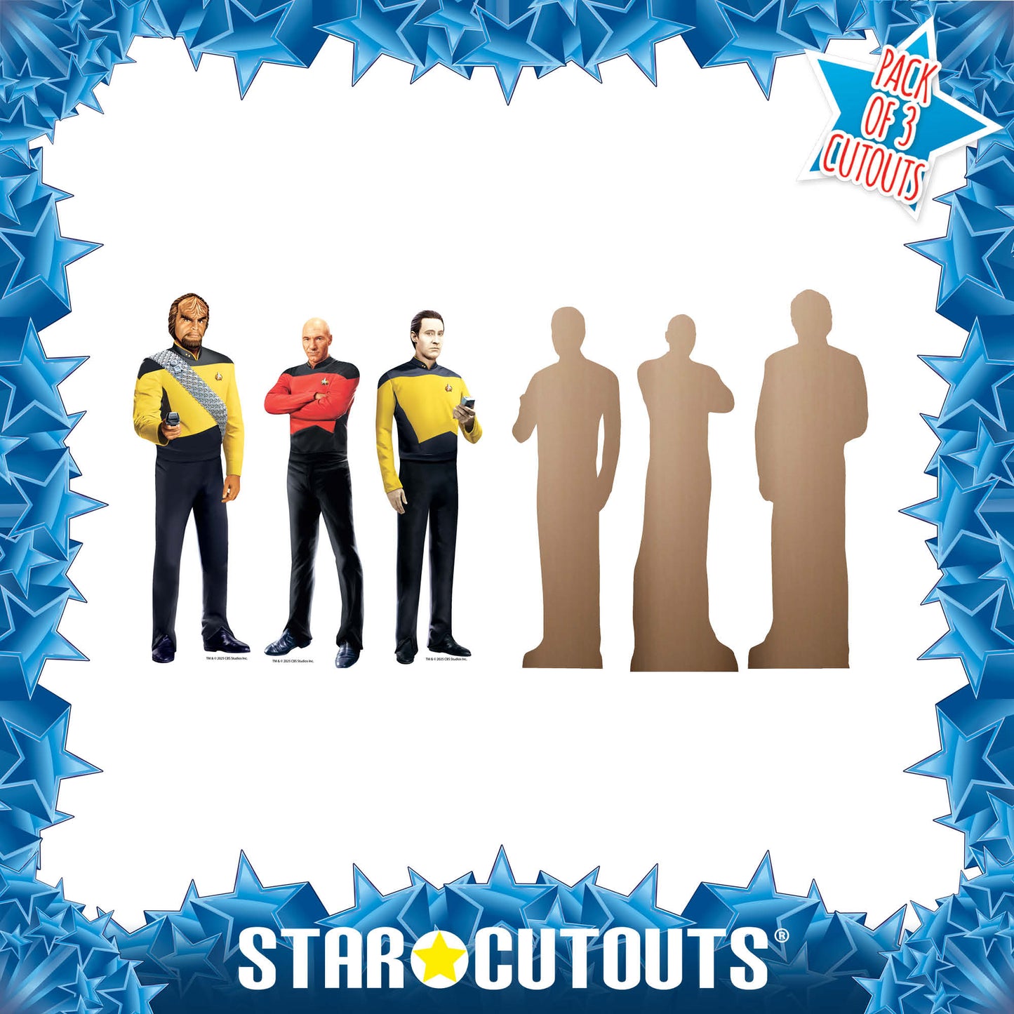 SC4713 Star Trek Next Generation Shelf Top Pack Picard, Worf, Data Cardboard Cutouts Height 29cm