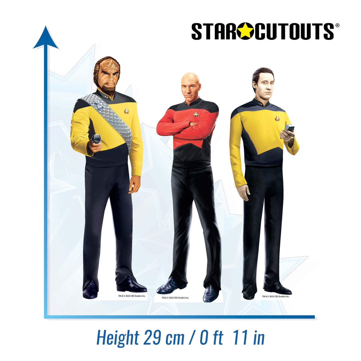 SC4713 Star Trek Next Generation Shelf Top Pack Picard, Worf, Data Cardboard Cutouts Height 29cm