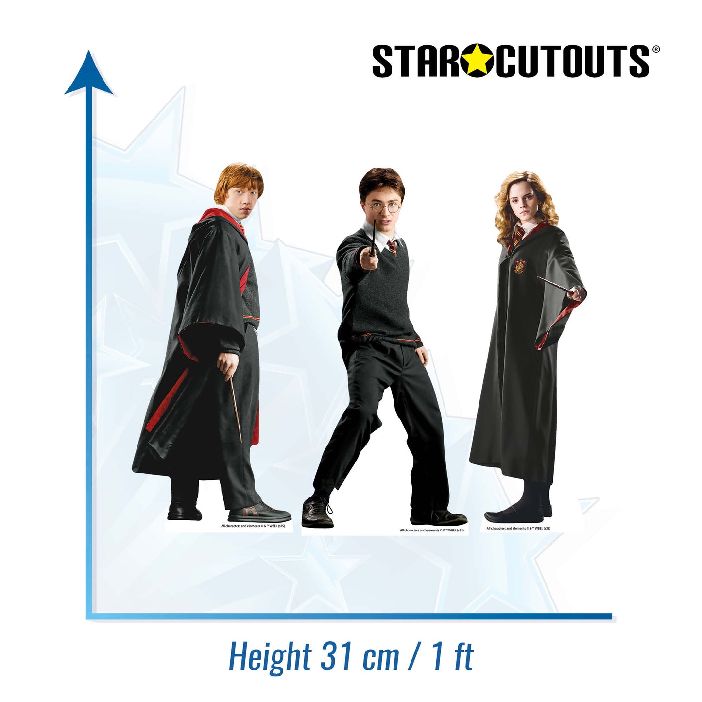 SC4739 Harry Potter, Hermione Granger & Ron Weasley Shelf Top Pack Cardboard Cutouts Height 31cm