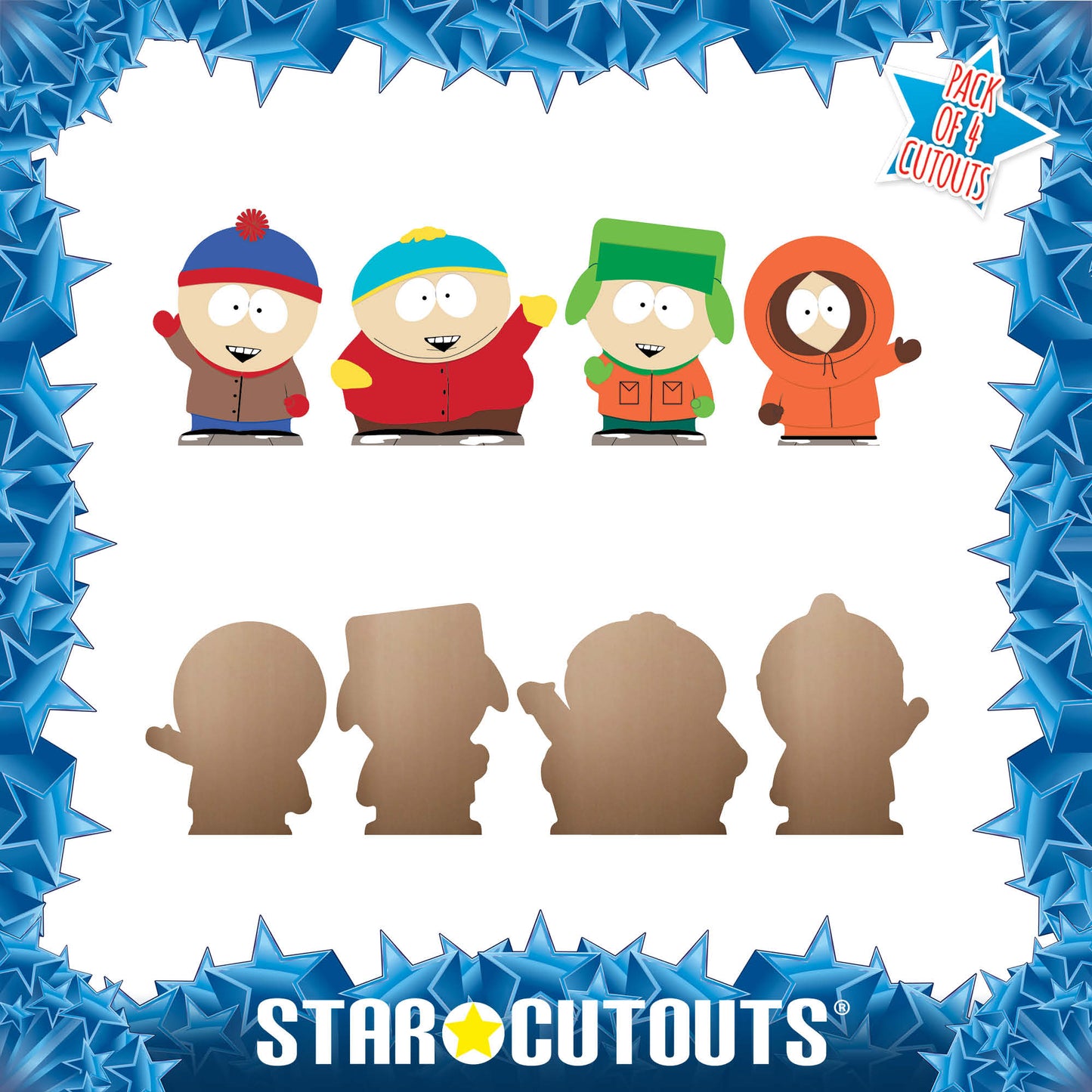 SC4741 South Park Cartman Stan Kyle and Kenny Shelf Top Pack Cardboard Cutouts Height 17cm