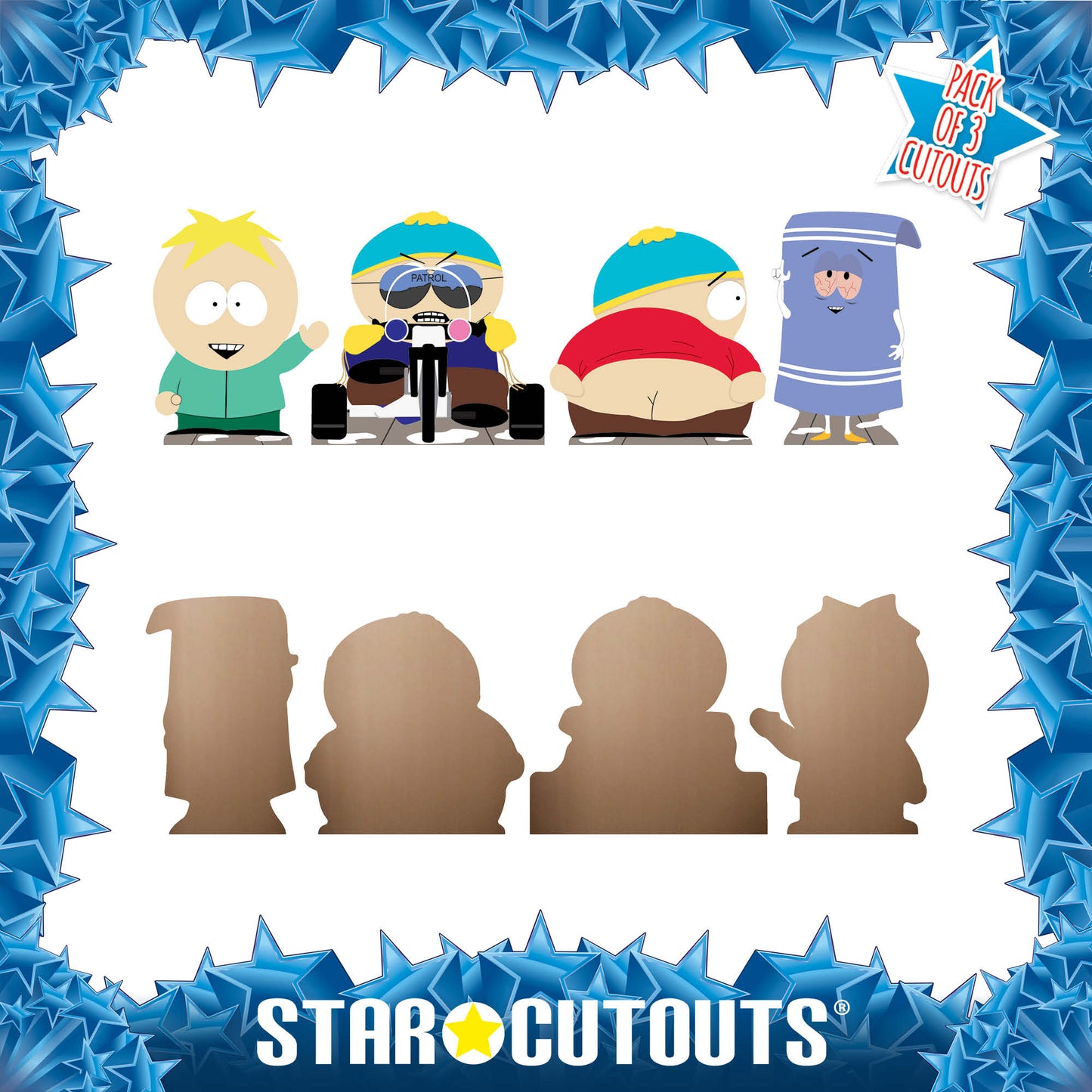 SC4743 South Park Cartman Butters and Towelie Shelf Top Pack Cardboard Cutouts Height 16cm