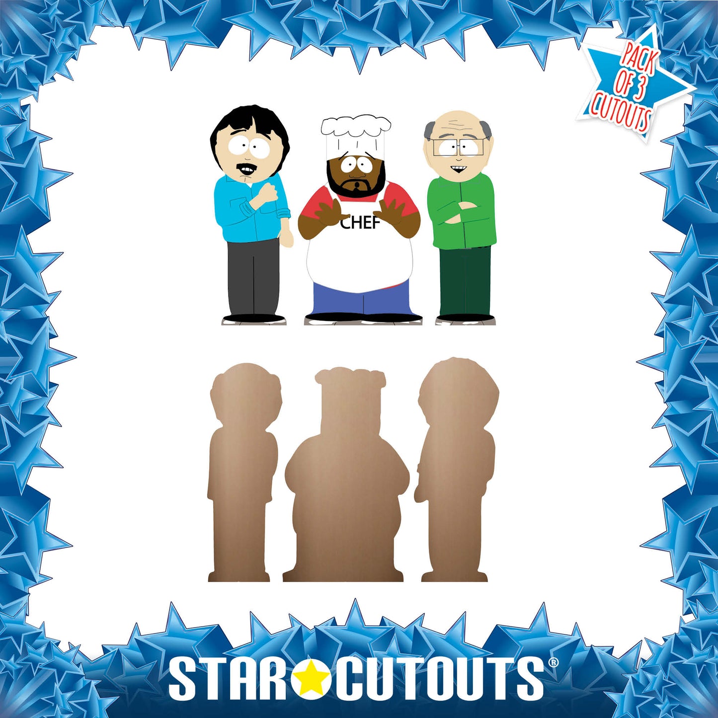 SC4744 South Park Randy Chef and Mr Garrison Shelf Top Pack Cardboard Cutouts Height 31cm