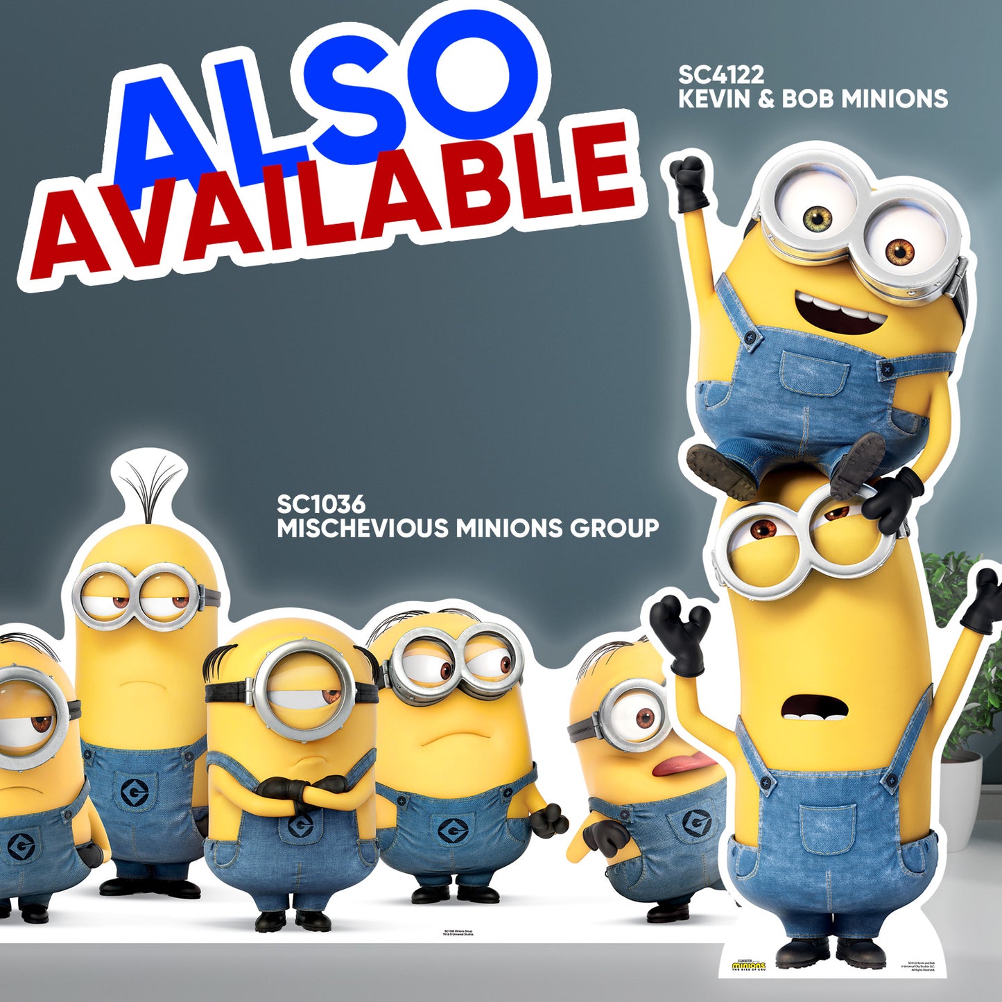 SC4729 Minions Three Small Cardboard Cutouts Shelf Top Pack Height 27cm