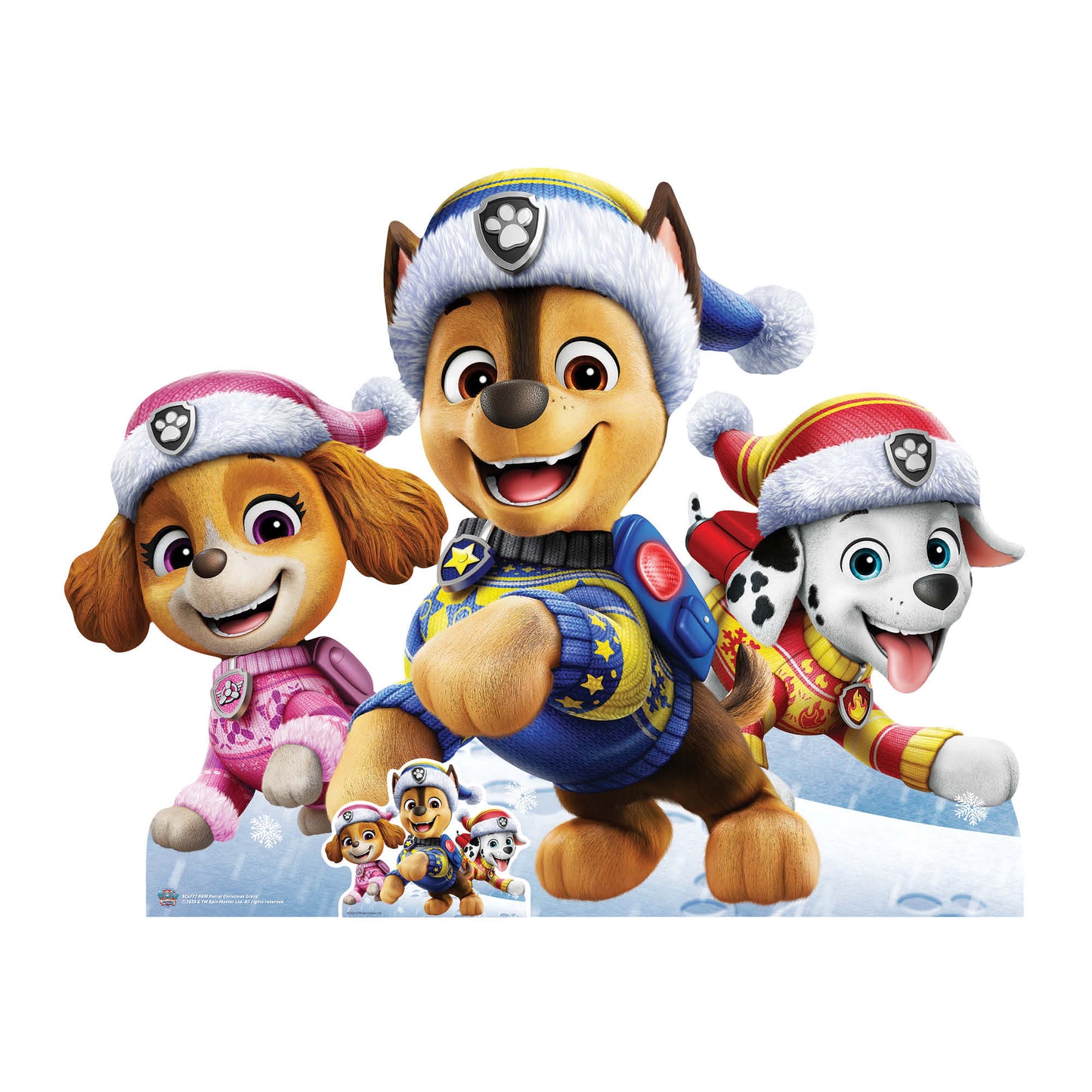 SC4777 PAW Patrol Christmas Group Chase, Marshall & Skye Cardboard Cut Out Height 95cm