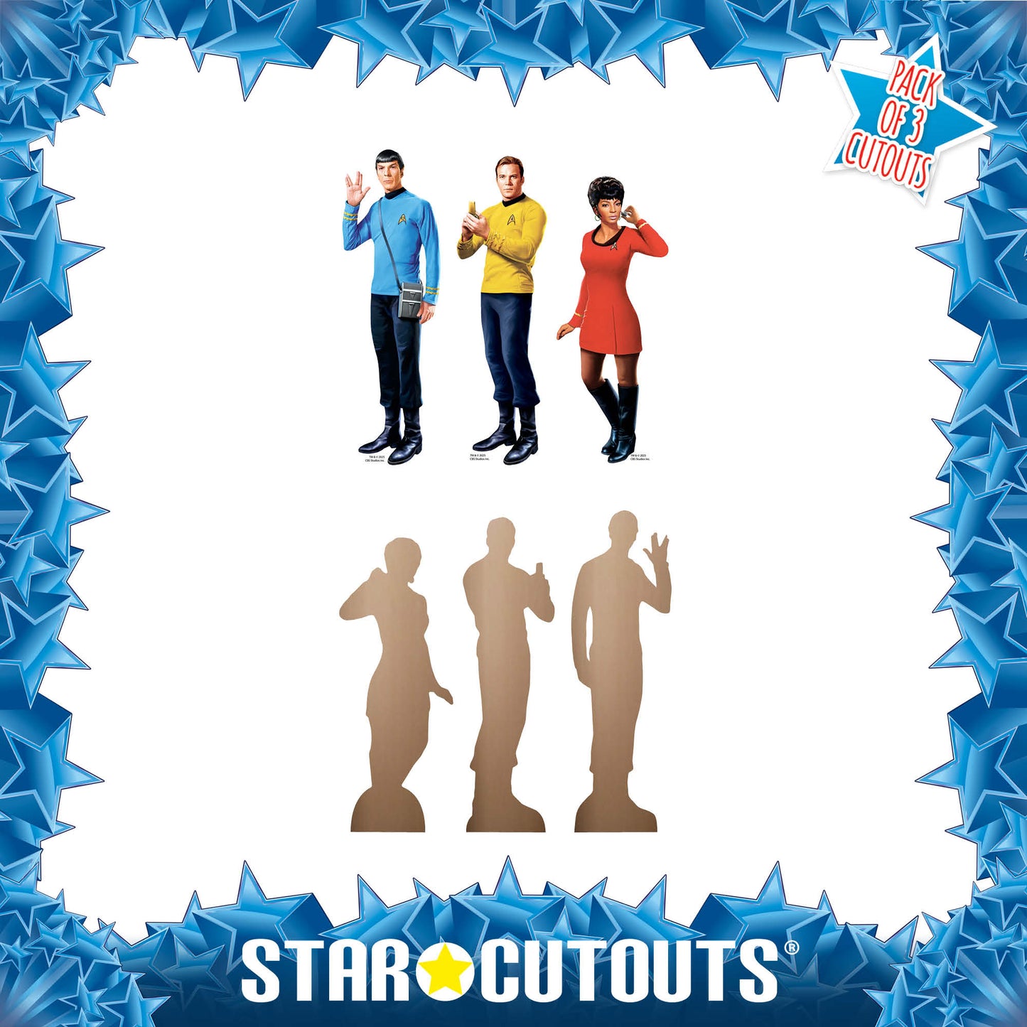 SC4834 Star Trek Original Series Shelf Top Pack Captain Kirk, Uhura, Spock Cardboard Cutouts Height 30cm