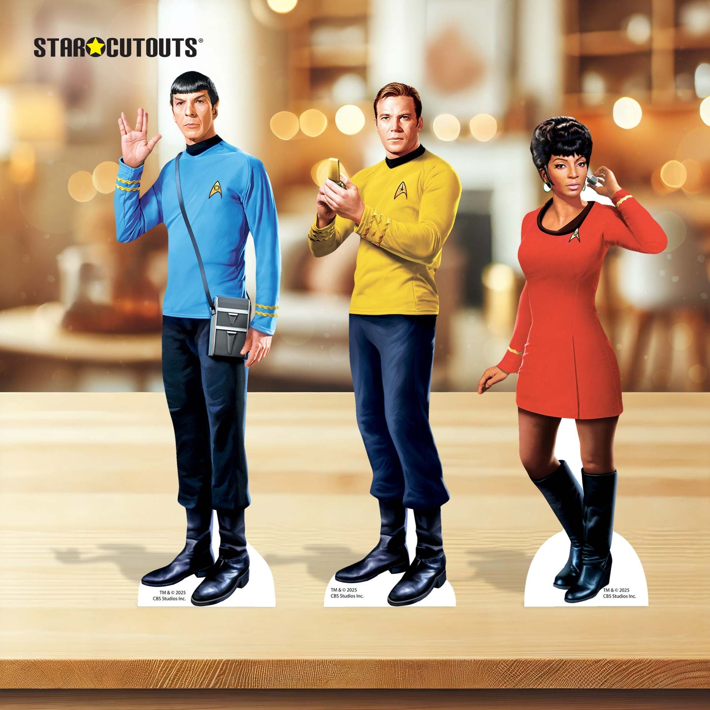 SC4834 Star Trek Original Series Shelf Top Pack Captain Kirk, Uhura, Spock Cardboard Cutouts Height 30cm