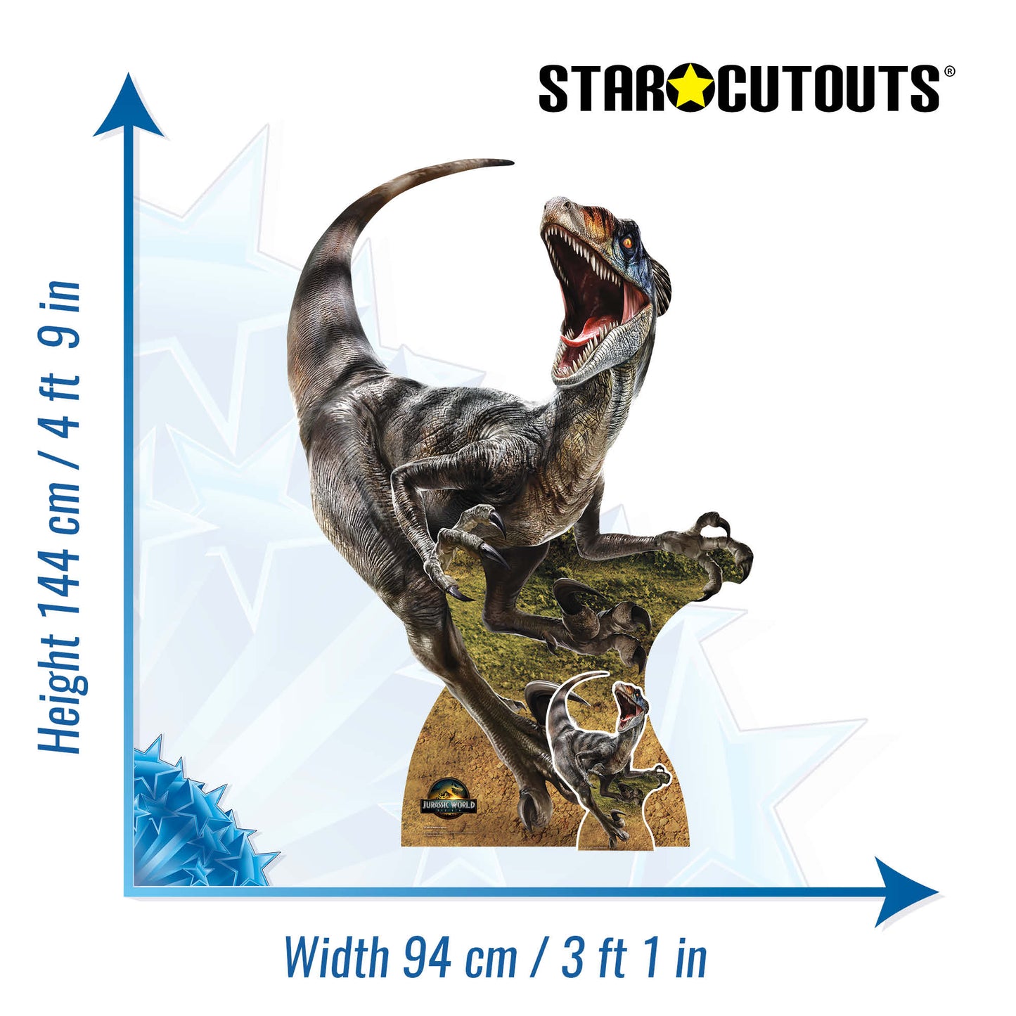 SC4859 Velociraptor Dinosaur Jurassic World Rebirth Cardboard Cut Out Height 144cm