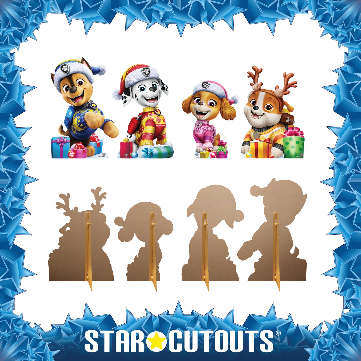 SC4901 Paw Patrol Christmas Star Mini Multipack Cardboard Cut Out Height 62cm