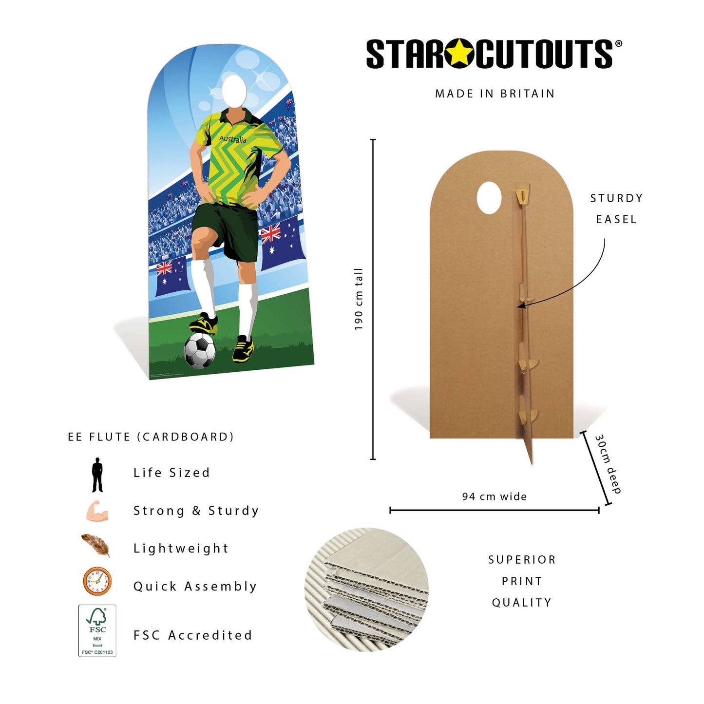 SC4944 Austrailia Football World Tournament Cup Stand-in Cardboard Cutout Height 190cm