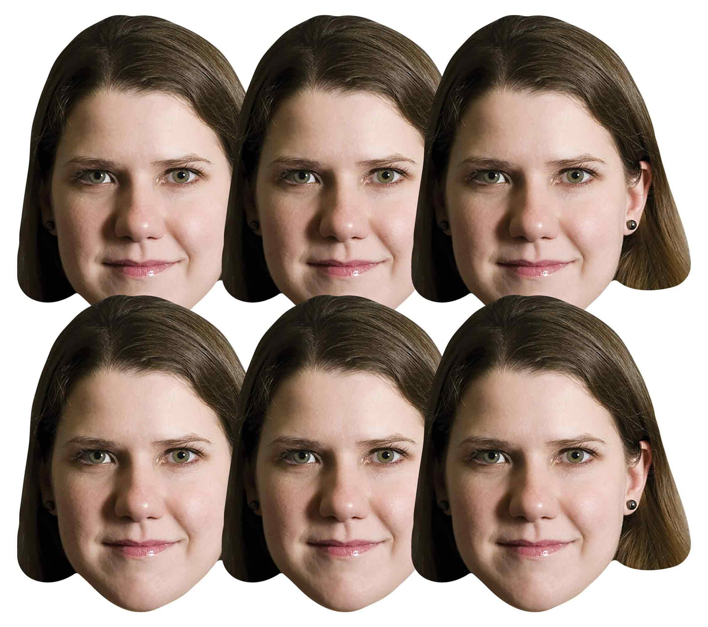 SMP410 Jo Swinson Politician Includes Tabs and Elastic Politicians Six Pack Cardboard Face Masks With Tabs and Elastic