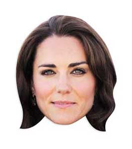 SMP162 Duchess of Cambridge (Kate) British Royals Six Pack Cardboard Face Masks With Tabs and Elastic