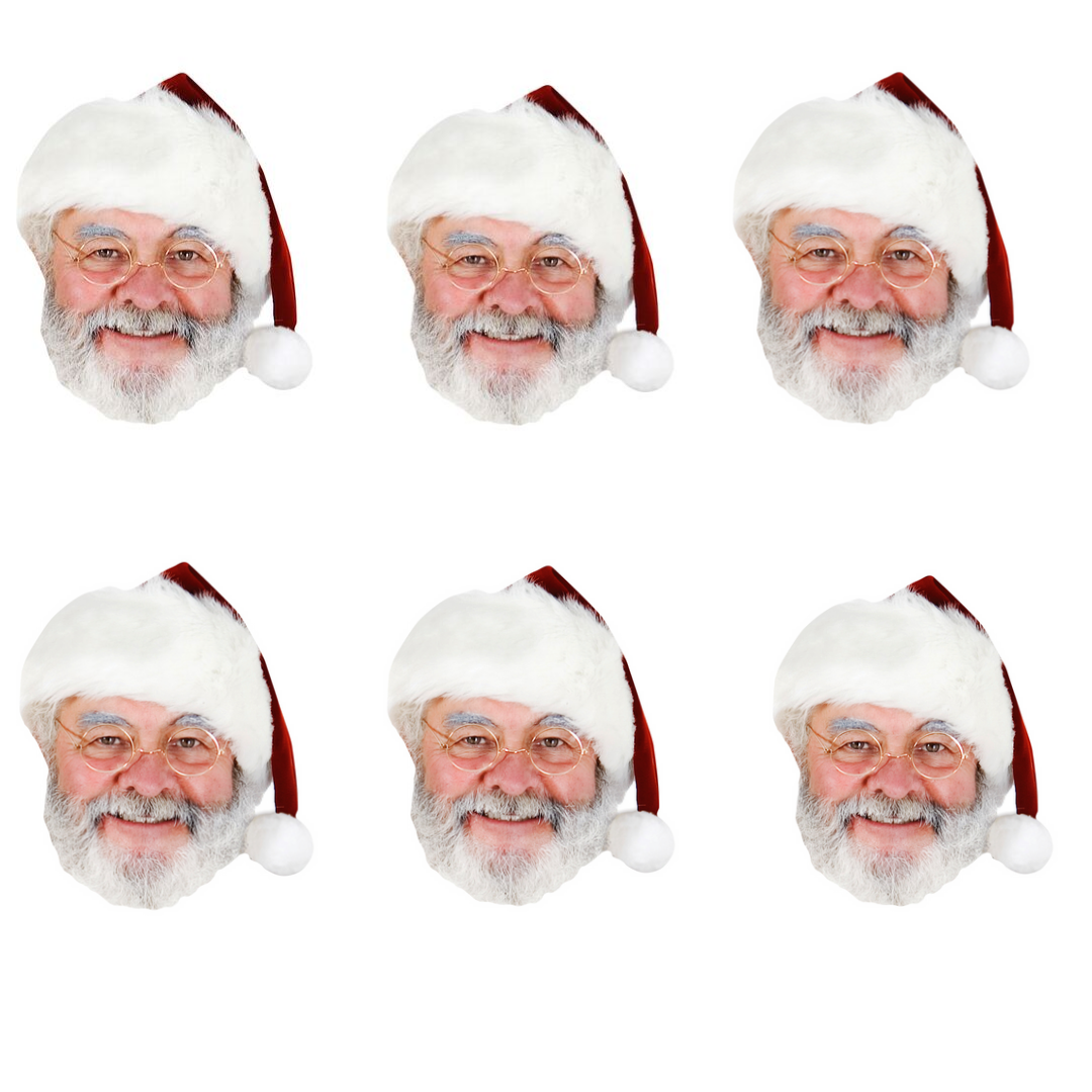 SMP135 Father Christmas Christmas Six Pack Cardboard Face Masks With Tabs and Elastic