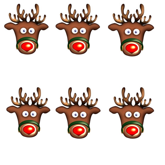 SMP136 Rudolph   Christmas Six Pack Cardboard Face Masks With Tabs and Elastic