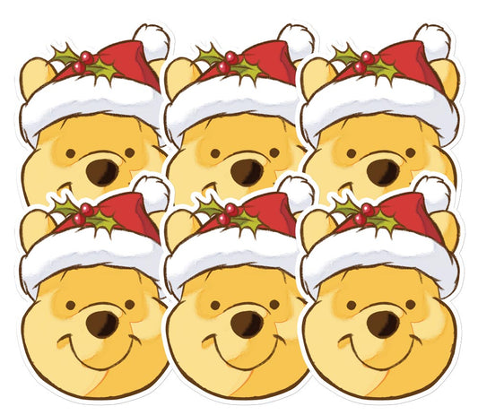SMP231 Christmas Winnie the Pooh   Winnie the Pooh Six Pack Cardboard Face Masks With Tabs and Elastic