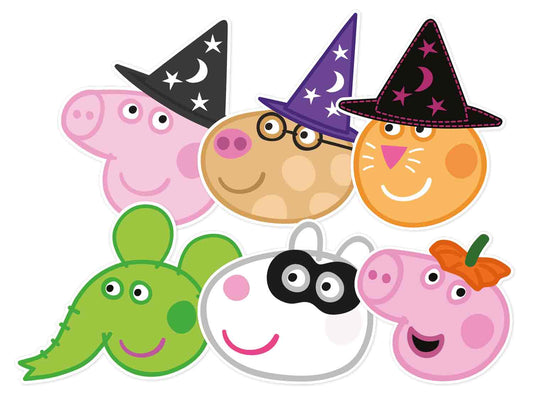 SMP380 Peppa and Friends  Halloween Party Pack Peppa Pig Six Pack Cardboard Face Masks With Tabs and Elastic