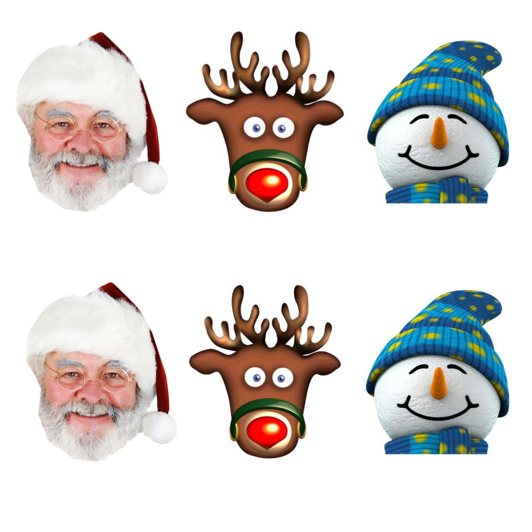 SMP92 Christmas Party ( Santa Claus Father Christmas x 2, Snowman x2 & Rudolph x2) Christmas Six Pack Cardboard Face Masks With Tabs and Elastic