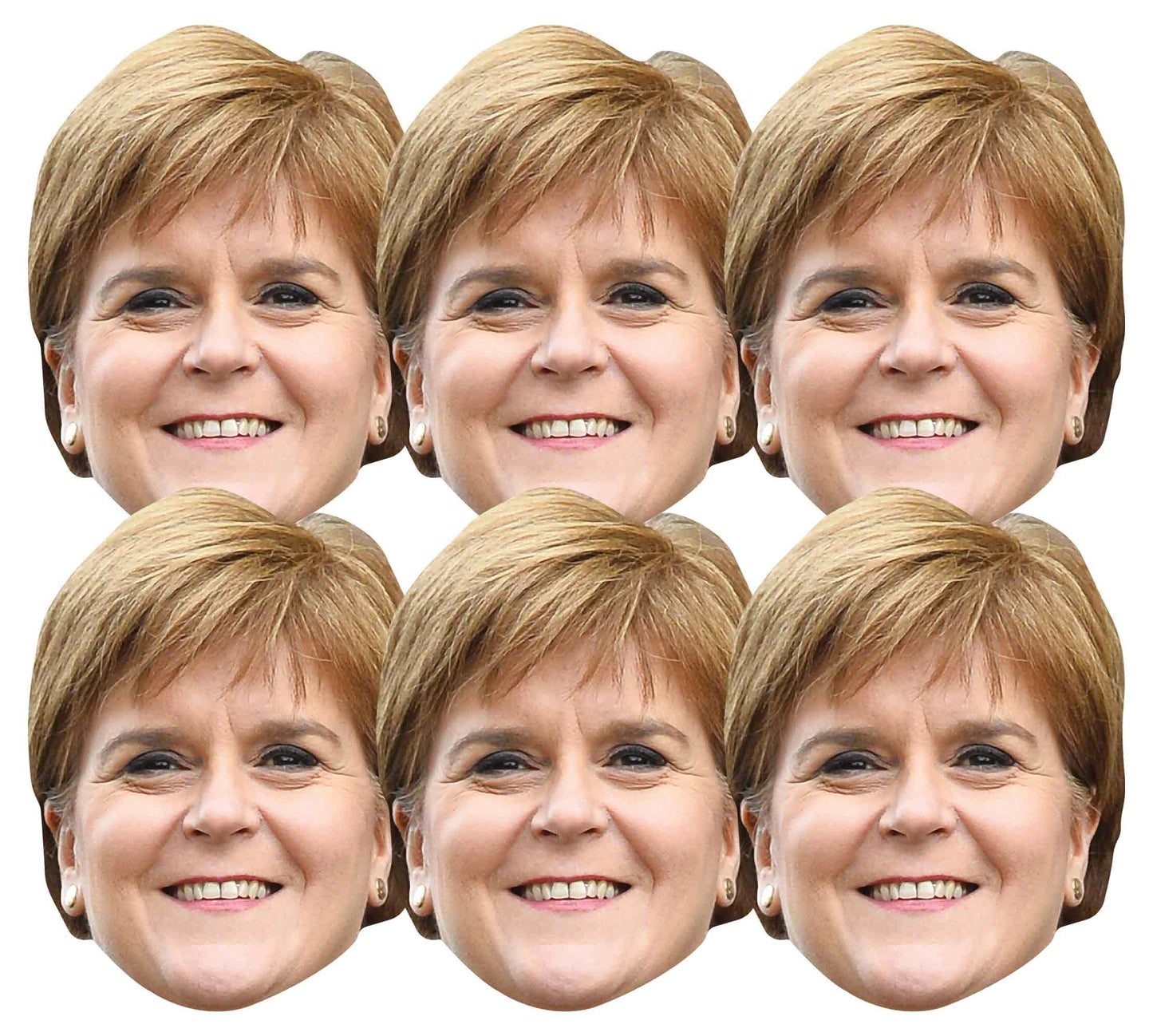 SMP409 Nicola Sturgeon Politician Includes Tabs and Elastic Politicians Six Pack Cardboard Face Masks With Tabs and Elastic