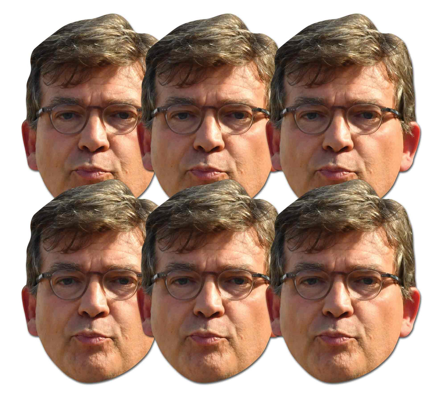 SMP411 Montebourg Politicians Six Pack Cardboard Face Masks With Tabs and Elastic