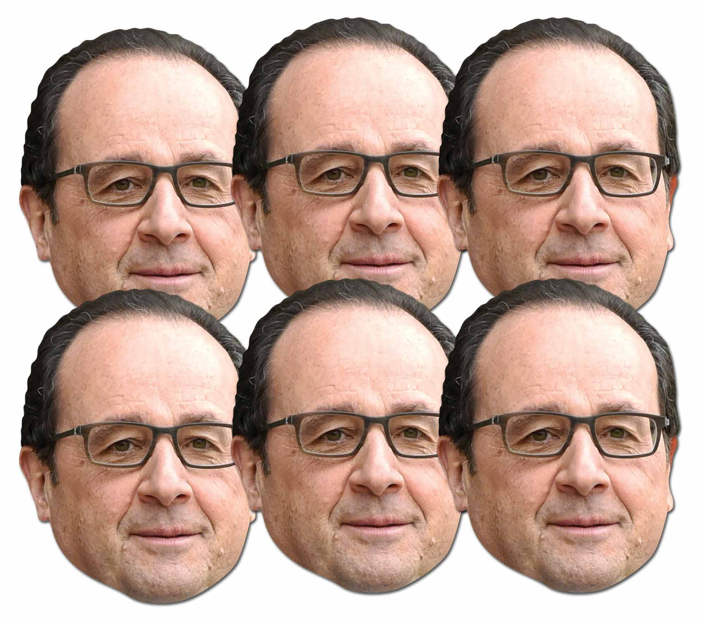SMP412 Hollande Politicians Six Pack Cardboard Face Masks With Tabs and Elastic