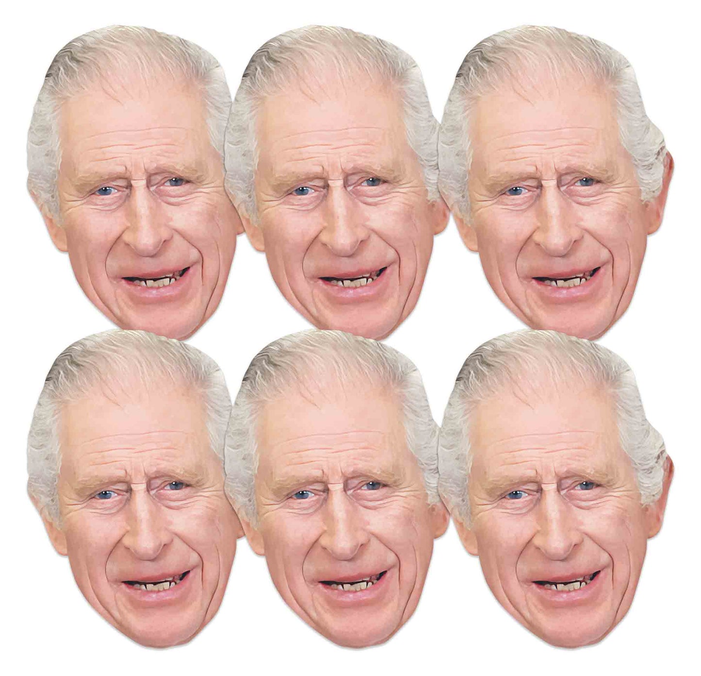SMP468
King Charles (SM437 x 6) British Royals Six Pack Cardboard Face Masks With Tabs and Elastic