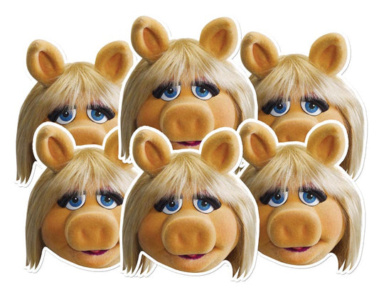SMP59 Miss Piggy  Muppets Six Pack Cardboard Face Masks With Tabs and Elastic