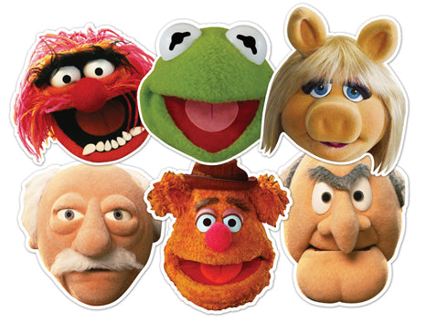 SMP60 Muppets, Party  - (Kermit, Animal, Miss Piggy, Fozzy, Statler & Waldorf) Muppets Six Pack Cardboard Face Masks With Tabs and Elastic