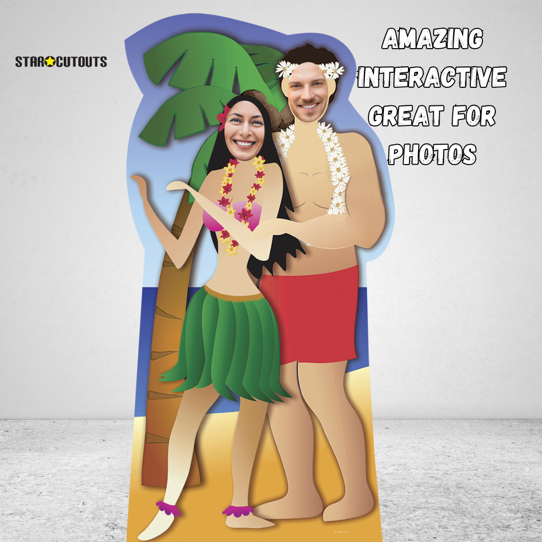 SC042 Hawaiian Couple Stand-In Cardboard Cut Out Height 190cm